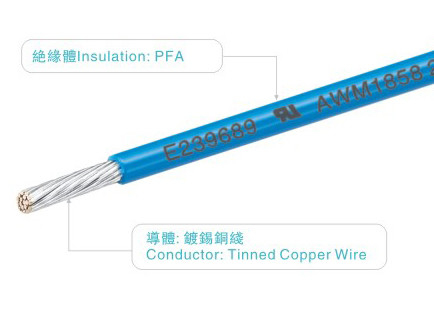 UL1858 PFA Insulated Wire Blue 300v 150c Ul758 Vw-1 Awm1858