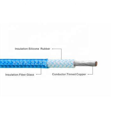 UL3122 Fiberglass Braided Wire dengan tegangan nominal 300V dan 200C Isolasi Karet Silikon Suhu Tinggi dan Konduktor Tembaga Kaleng