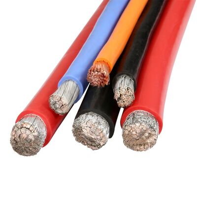 Kabel Baterai Konduktor Tembaga Berlapis Suhu Terukur 200C Tegangan Terukur 600V Karet Silikon