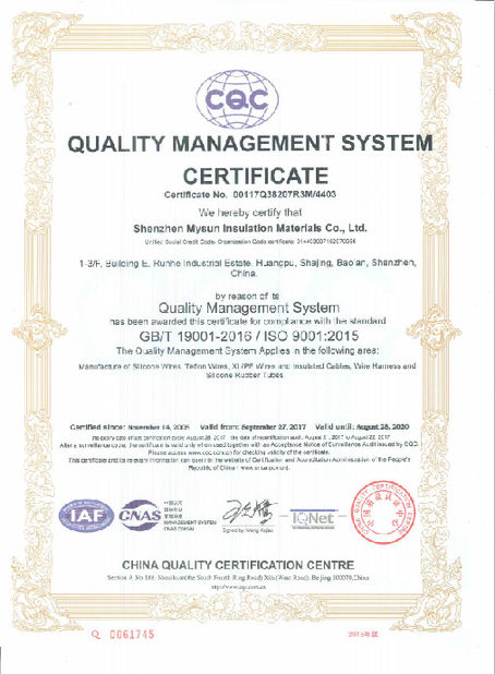 Cina Shenzhen Mysun Insulation Materials Co., Ltd. Sertifikasi